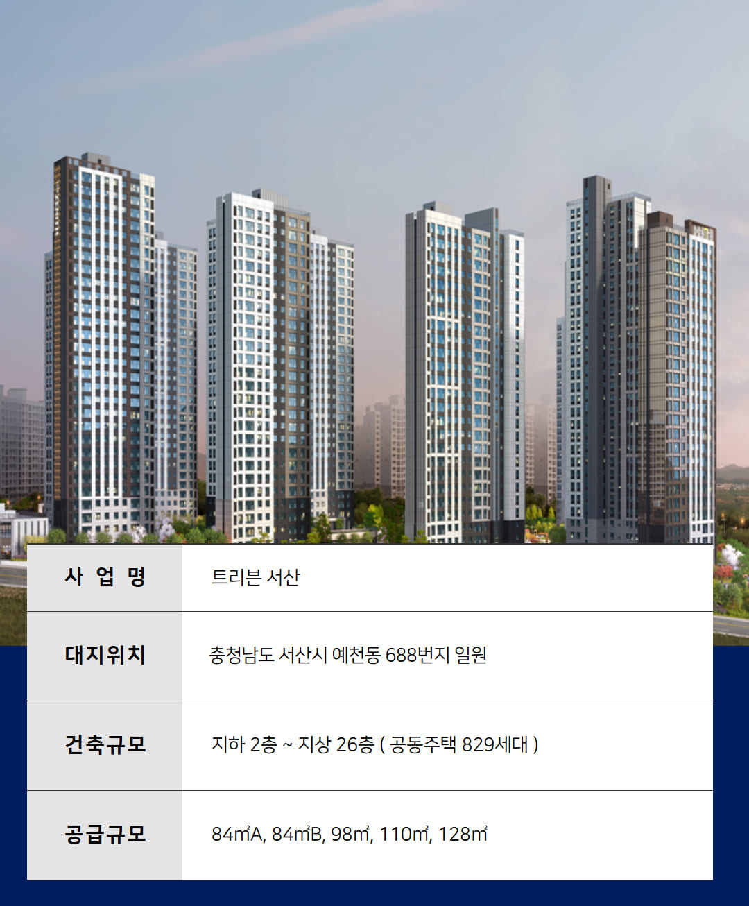 트리븐 서산 아파트 사업개요 정보